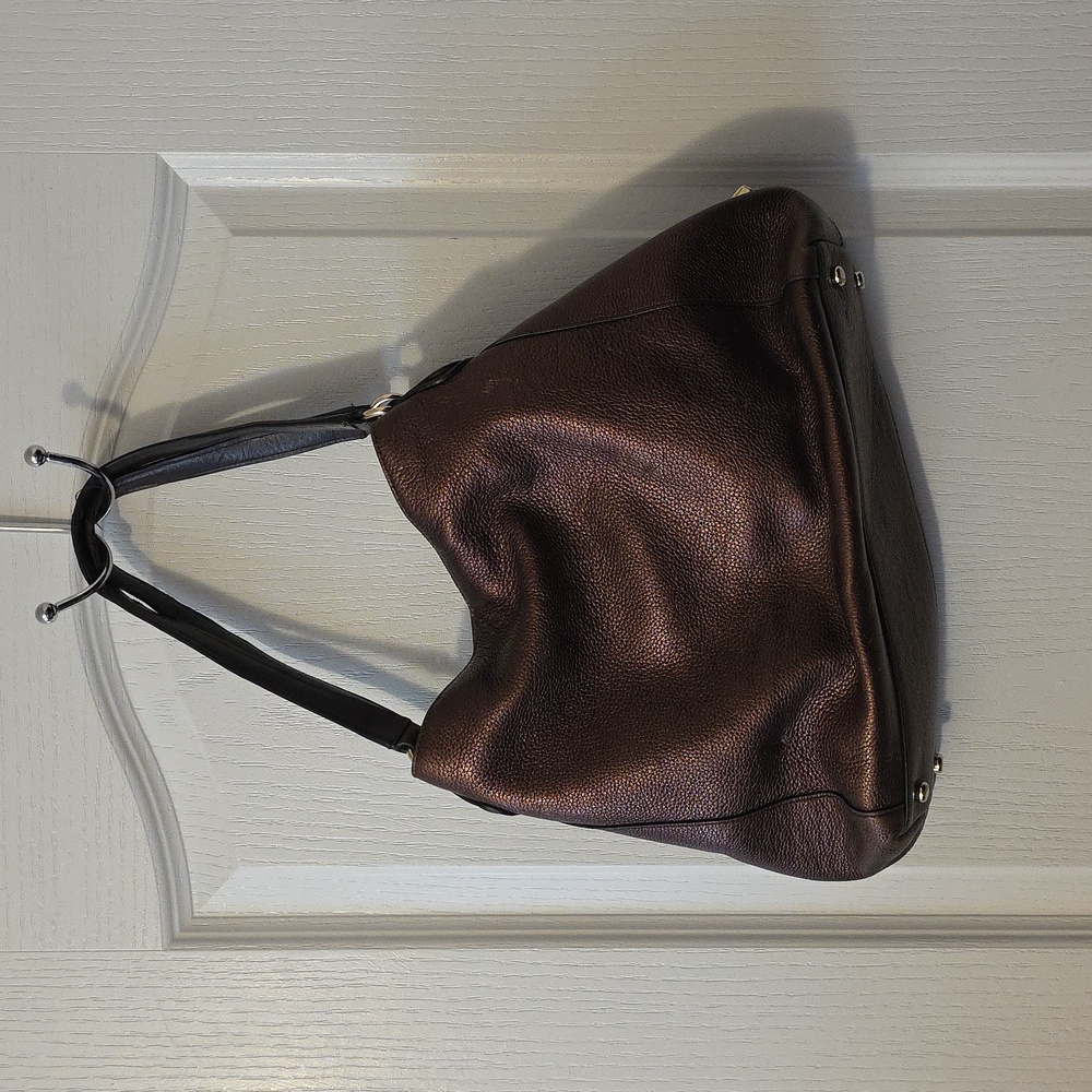 COACH BRONZE LEATHER SHOULDER HANDBAG - Picture 2 of 4